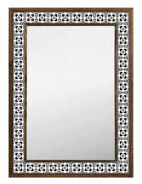 Настенное зеркало с каменной мозаикой 53x73 в раме бело-коричневого цвета