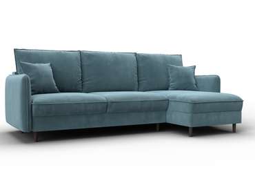 Угловой диван-кровать Лига-064 бирюзового цвета