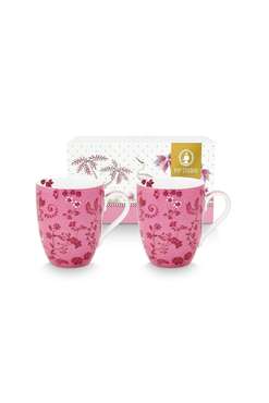 Набор из двух больших кружек Jolie Flowers Pink бело-розового цвета
