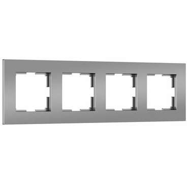Рамка из пластика на 4 поста Slab серебро матовый W0042965