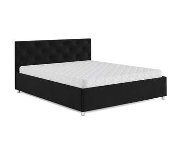 Кровать Классик 140х190 черного цвета с подъемным механизмом (велюр)