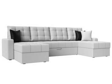 Угловой диван-кровать Ливерпуль белого цвета (экокожа)