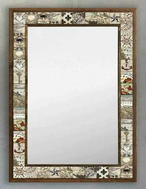 Настенное зеркало 53x73 с каменной мозаикой бежевого цвета