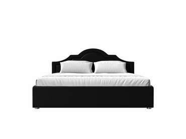 Кровать Афина 200х200 черного цвета с подъемным механизмом (экокожа)