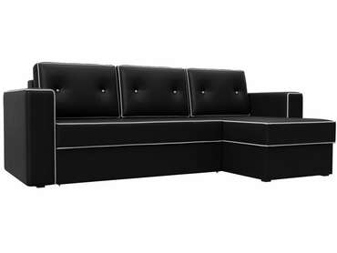Угловой диван-кровать Принстон черного цвета (экокожа) правый угол