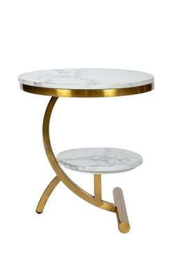 Кофейный стол бело-золотого цвета с двумя столешницами