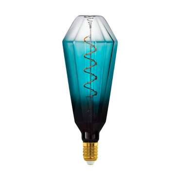 Диммируемая светодиодная лампа филаментная 220V T100 E27 4W 2000K бирюзового цвета
