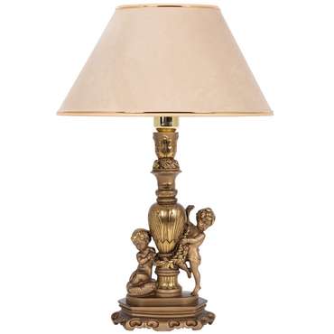 Настольная лампа Путти с бежевым абажуром