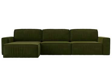 Угловой диван-кровать Прага Классик лонг зеленого цвета левый угол