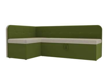 Угловой диван-кровать Форест бежево-зеленого цвета левый угол