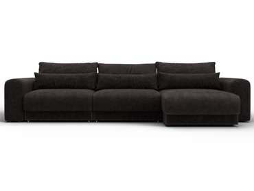 Угловой диван-кровать Лига-056 Лонг темно-коричневого цвета