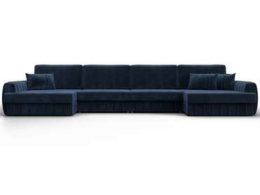 Угловой диван-кровать Лига 057 Лонг темно-синего цвета