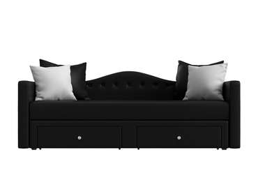 Прямой диван-кровать Дориан черного цвета (экокожа)
