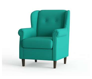 Кресло из велюра Леон бирюзового цвета