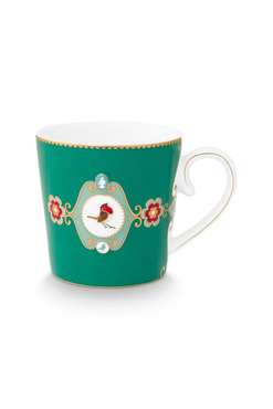 Набор из двух больших кружек Love Birds Medallion Emerald 250 мл бело-зеленого цвета
