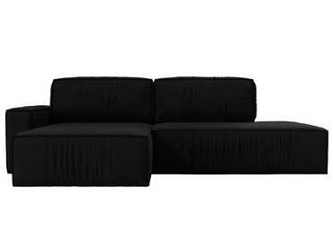 Угловой диван-кровать Прага модерн черного цвета левый угол