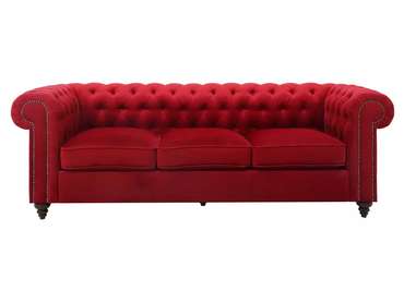 Диван Chester Classic красного цвета с черными ножками