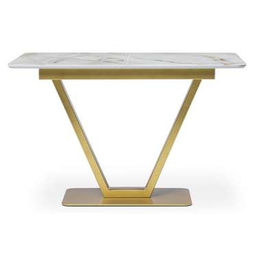 Раздвижной обеденный стол Бугун бело-золотого цвета