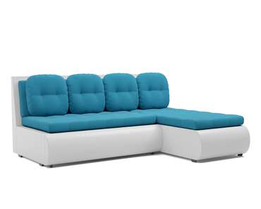 Угловой диван-кровать Кормак бело-синего цвета