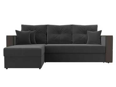 Угловой диван-кровать Валенсия серого цвета левый угол