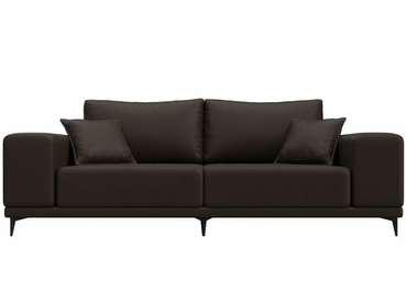Прямой диван Льюес темно-коричневого цвета (экокожа)