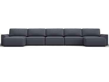 Угловой диван кровать Лига-048 МегаЛонг серого цвета (экокожа)