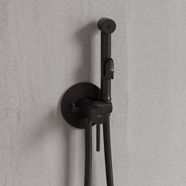 Встраиваемый смеситель IDDIS с гигиеническим душем черного цвета