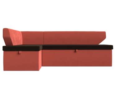 Угловой диван-кровать Омура коричнево-кораллового цвета левый угол