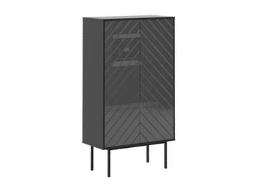 Шкаф двухдверный Boho со стеклянным фасадом темно-серого цвета