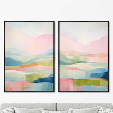 Набор из двух репродукций картин Landscape collection, In pastel tone, 2024г.