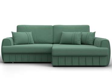 Угловой диван-кровать Лига-057 зеленого цвета правый