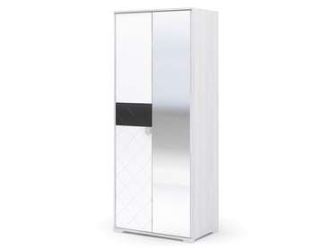 Шкаф двухстворчатый с зеркалом Сальма серо-белого цвета