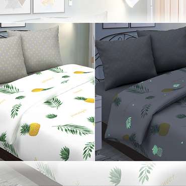 КПБ 'Insight' 2,0 спальный с европростыней, поплин, 100% хлопок, пл. 118 гр./кв.м., 'Пинаколада белый'