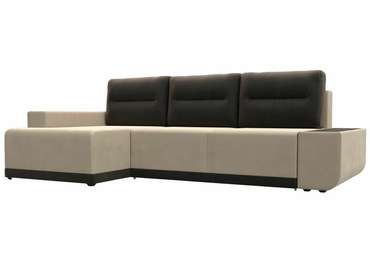 Угловой диван-кровать Чикаго бежево-коричневого цвета левый угол