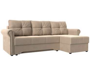Угловой диван-кровать Леон бежевого цвета правый угол