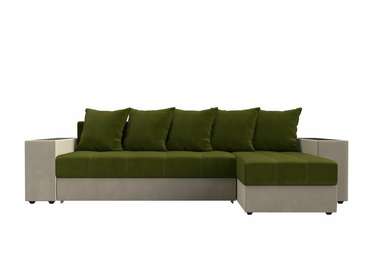 Угловой диван-кровать Дубай зелено-бежевого цвета правый угол