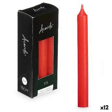 Декоративные свечиНабор свечей Acorde 123-C-AR Красный 2 x 2 x 15 cm (12 штук)
