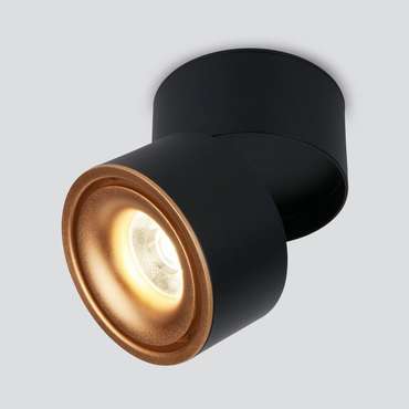 Накладной потолочный светодиодный светильник DLR031 15W 4200K 3100 черный матовый/золото Klips