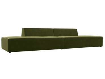 Прямой модульный диван Монс Лофт зеленого цвета с бежевым кантом