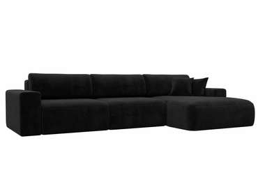 Угловой диван-кровать Лига 036 Классик Лонг черного цвета правый угол
