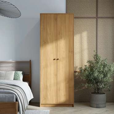 Распашной шкаф Wood бежевого цвета