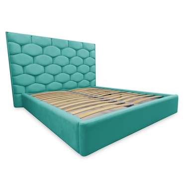 Кровать Милан 160х200 с подъемным механизмом бирюзового цвета