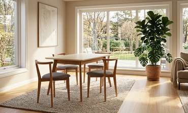 Обеденная группа Сканди 120 со стульями серо-коричневого цвета