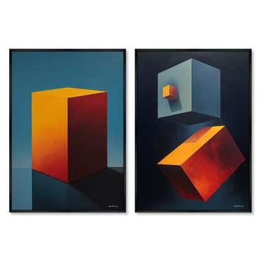 Набор из двух репродукций картин Cubes the volumetric, 2024г.