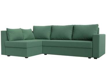 Угловой диван-кровать Мансберг зеленого цвета левый угол
