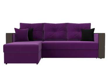 Угловой диван-кровать Валенсия фиолетового цвета левый угол