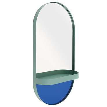 Настенное зеркало Mint с полкой мятного цвета