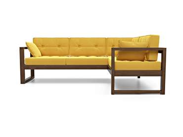 Угловой диван Астер с каркасом из массива сосны и обивкой из желтого велюра