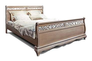 Кровать Оскар 160х200 коричневого цвета с белой патиной