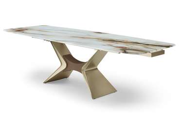 Раздвижной обеденный стол Richard 180х100 бело-коричневого цвета